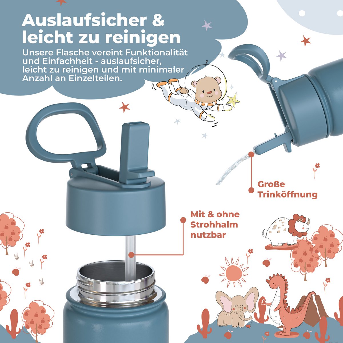 Kids' Stainless Steel Thermos Bottle – Astro Bear | 400 ml