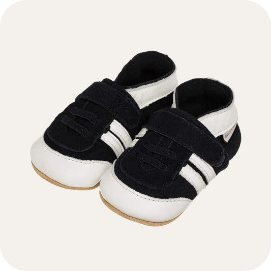 SNEAKER Babyhausschuhe aus weichem Leder (weiß/ blau)