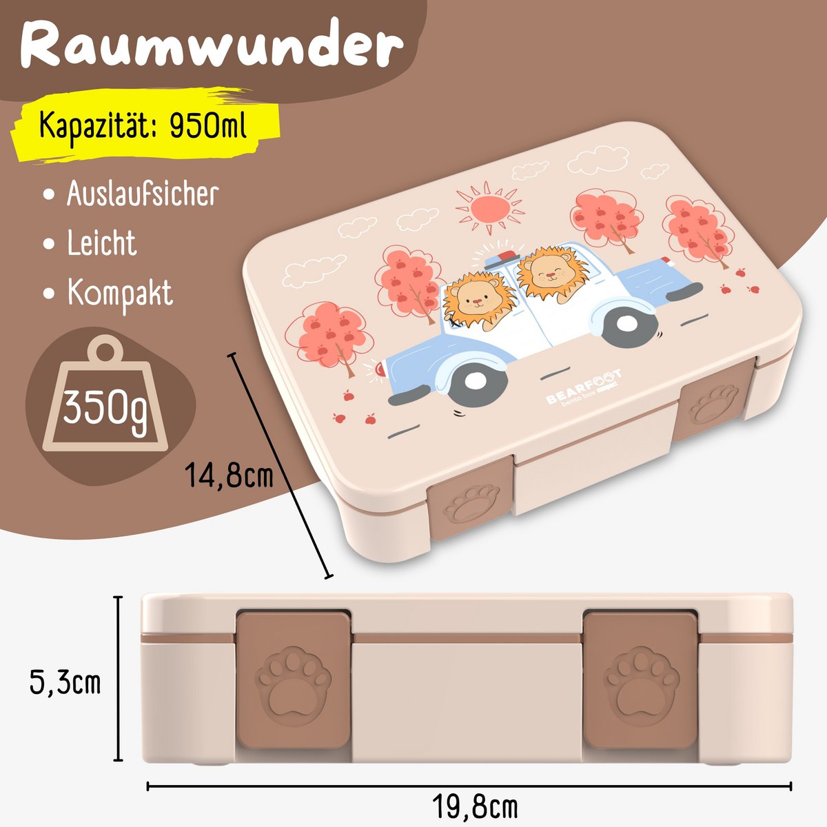 COMPACT Kinder Brotdose Bento Box - Löwe & Polizei