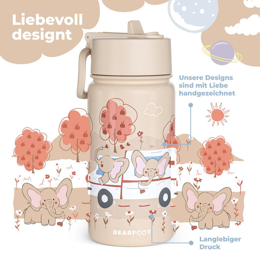 Kinder Thermosflasche Edelstahl – Elefant & Krankenwagen | 400 ml