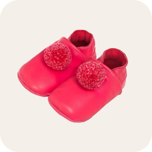 FUCHSIA Babyhausschuhe mit Pompons