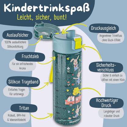 Kinder Trinkflasche 500 ml – Hase & Feuerwehr