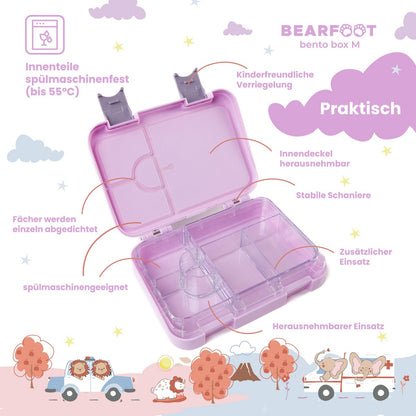 Kinder Brotdose Bento Box – Lila mit Hund & Katze