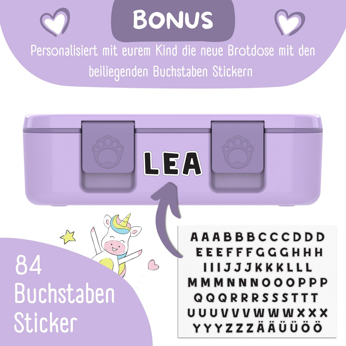 COMPACT Kinder Brotdose Bento Box - Lama