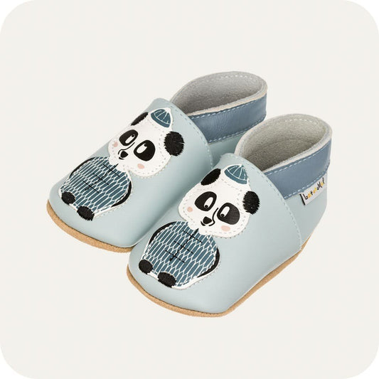 PANDA Babyhausschuhe aus weichem Leder