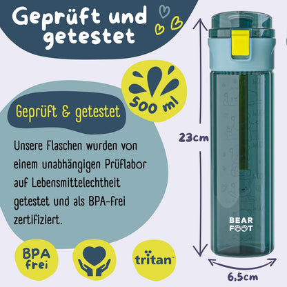 Kinder Trinkflasche 500 ml – Bär Logo Blau