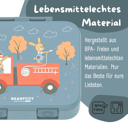 COMPACT Kinder Brotdose Bento Box - Hase & Feuerwehr