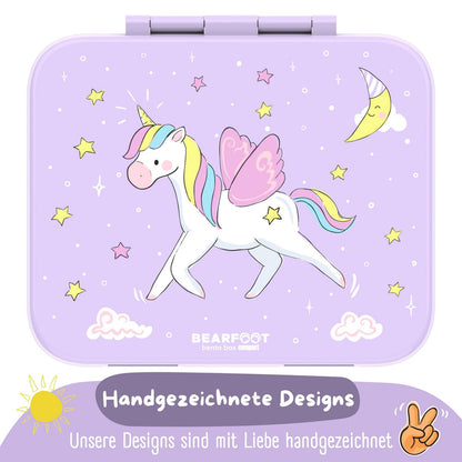 COMPACT Kids Lunch Box Bento Box - Unicorn purple