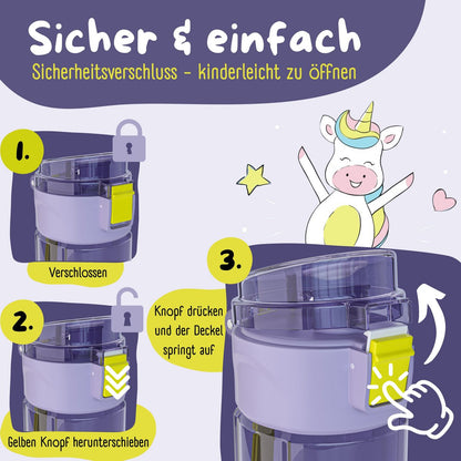 Kinder Trinkflasche 500ml - Einhorn Lila