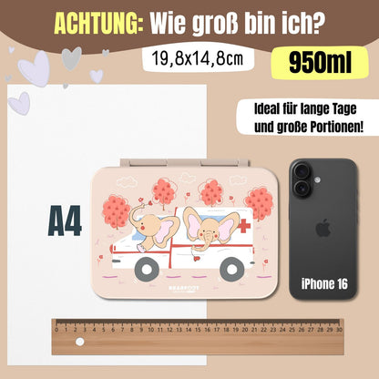 COMPACT Kinder Brotdose Bento Box - Krankenwagen & Elefant