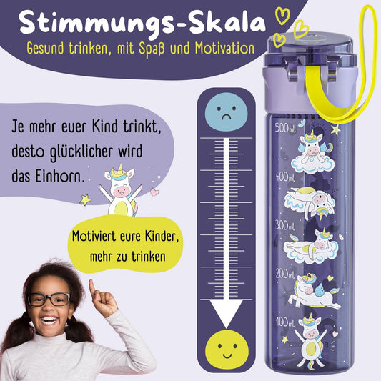 Kinder Trinkflasche 500ml - Einhorn Lila