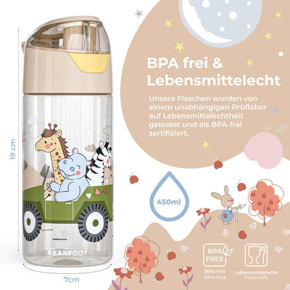 Kinder Trinkflasche Tritan – Wasserflasche Safari | 450 ml