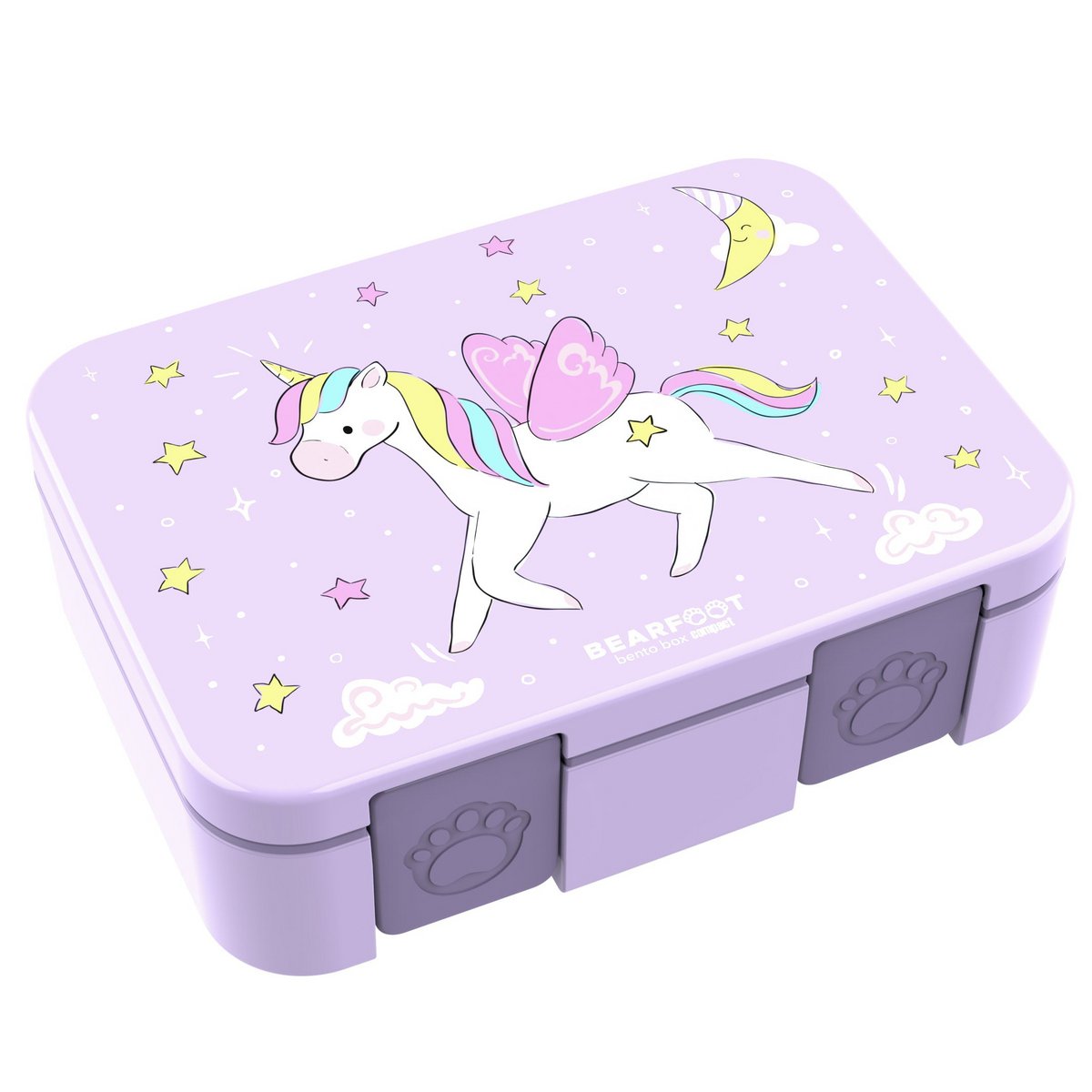 COMPACT Kids Lunch Box Bento Box - Unicorn purple