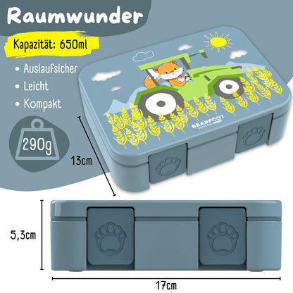 COMPACT Kinder Brotdose Bento Box - Traktor & Fuchs