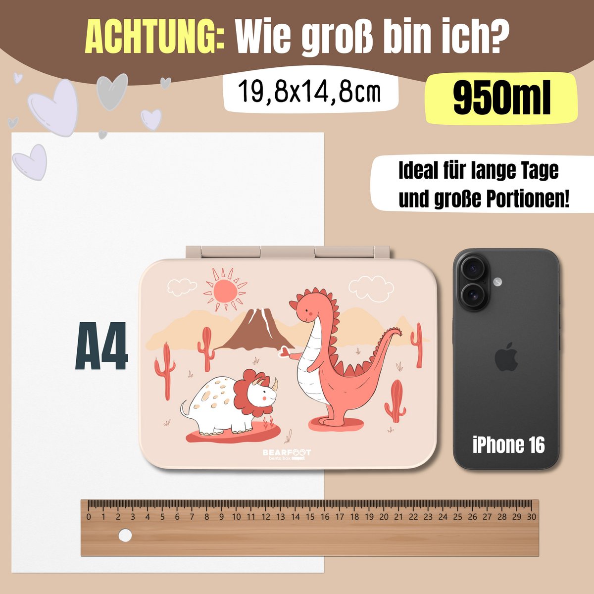 COMPACT Kinder Brotdose Bento Box - Dino
