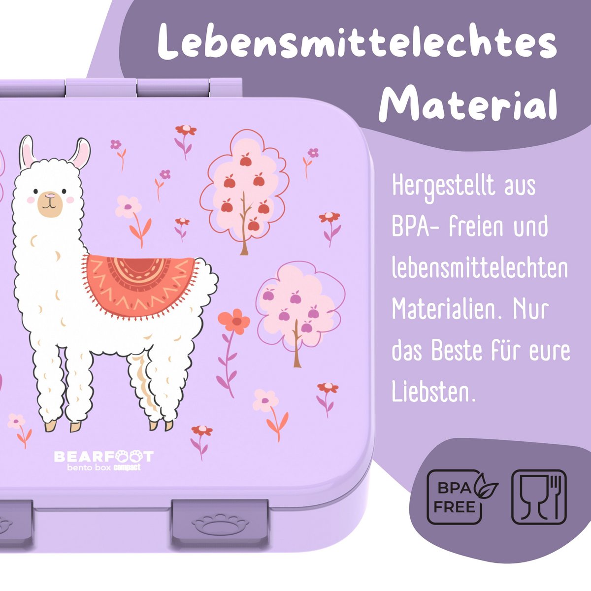 COMPACT Kinder Brotdose Bento Box - Lama