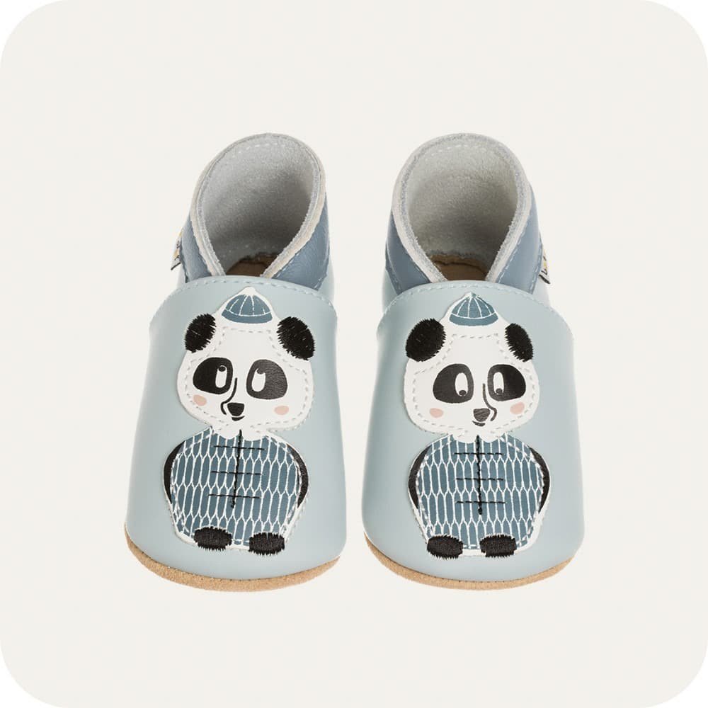 PANDA Babyhausschuhe aus weichem Leder