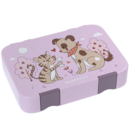 Kinder Brotdose Bento Box – Lila mit Hund & Katze