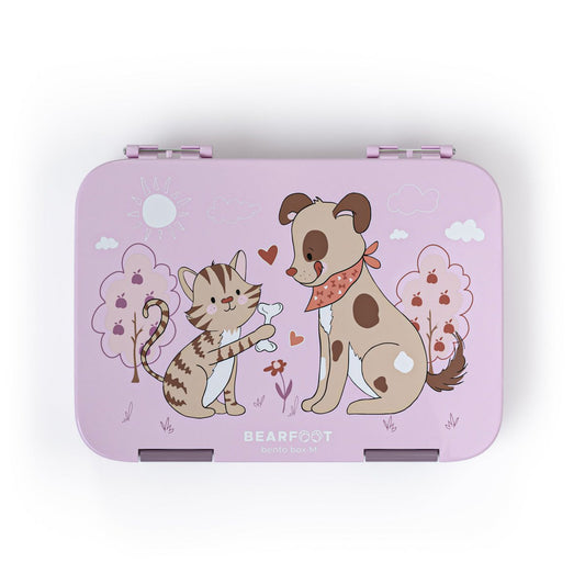 Kinder Brotdose Bento Box – Lila mit Hund & Katze