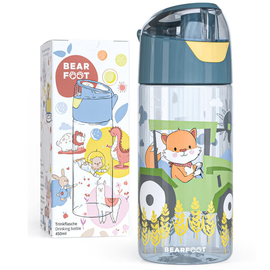 Kinder Trinkflasche Tritan – Wasserflasche Traktor & Fuchs | 450 ml