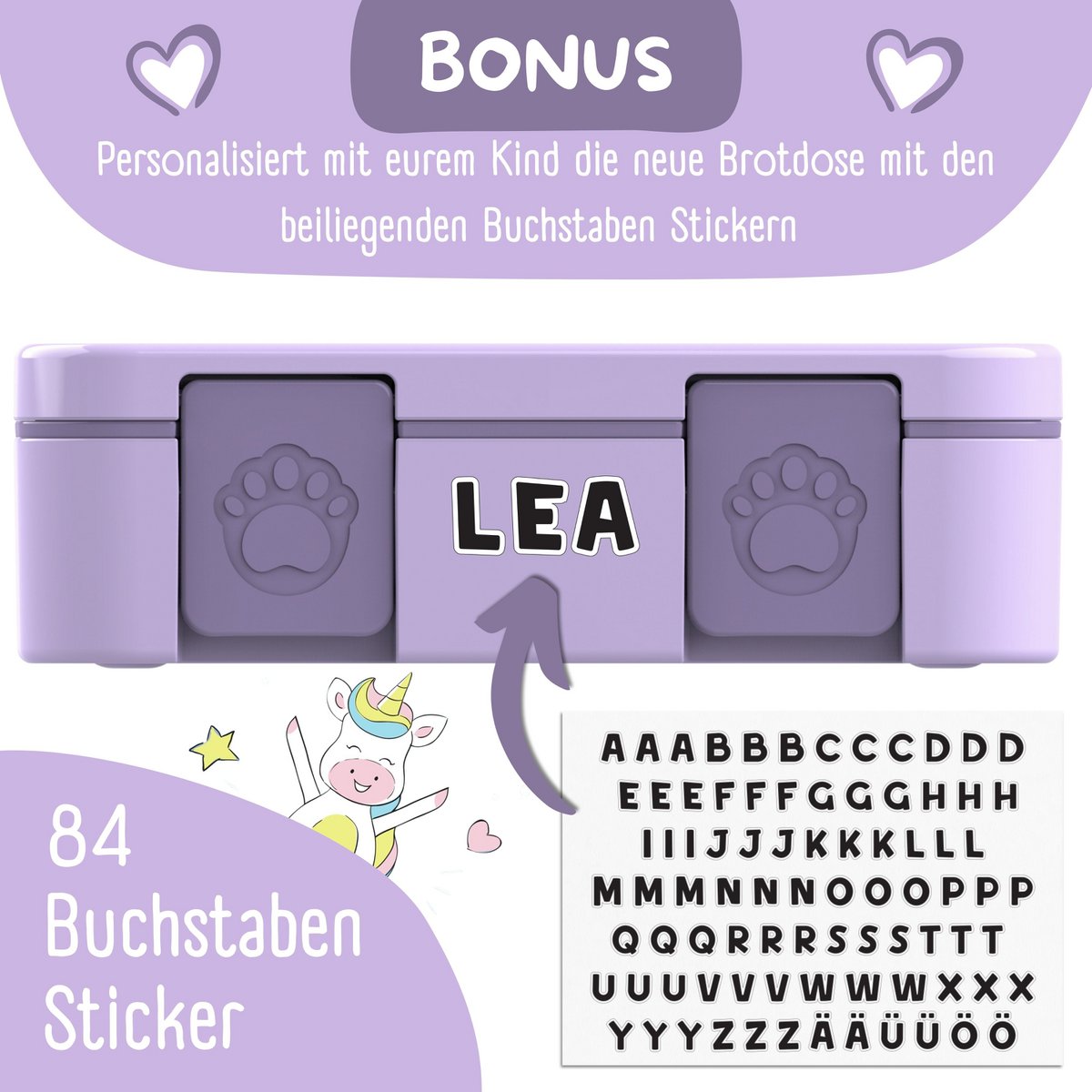 COMPACT Kinder Brotdose Bento Box - Lama