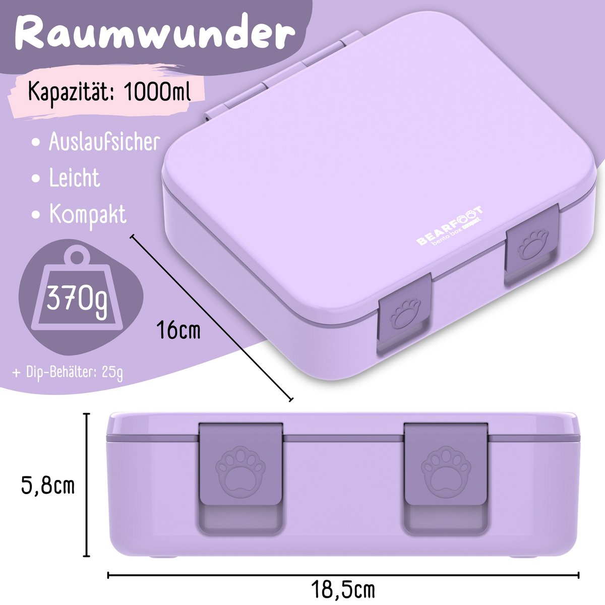 COMPACT Kinder Brotdose Bento Box - lila