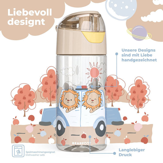 Kinder Trinkflasche Tritan – Wasserflasche Löwe & Polizei | 450 ml