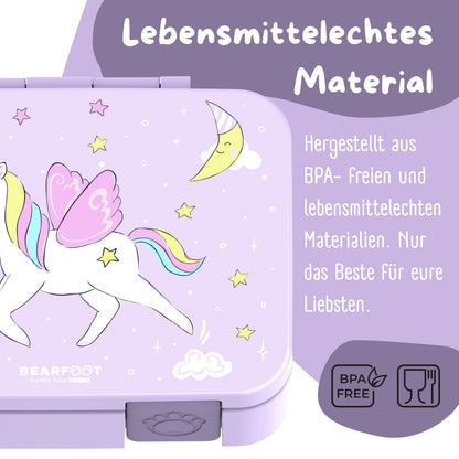 COMPACT Kids Lunch Box Bento Box - Unicorn purple