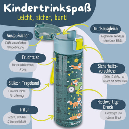 Kinder Trinkflasche 500 ml – Fuchs & Traktor