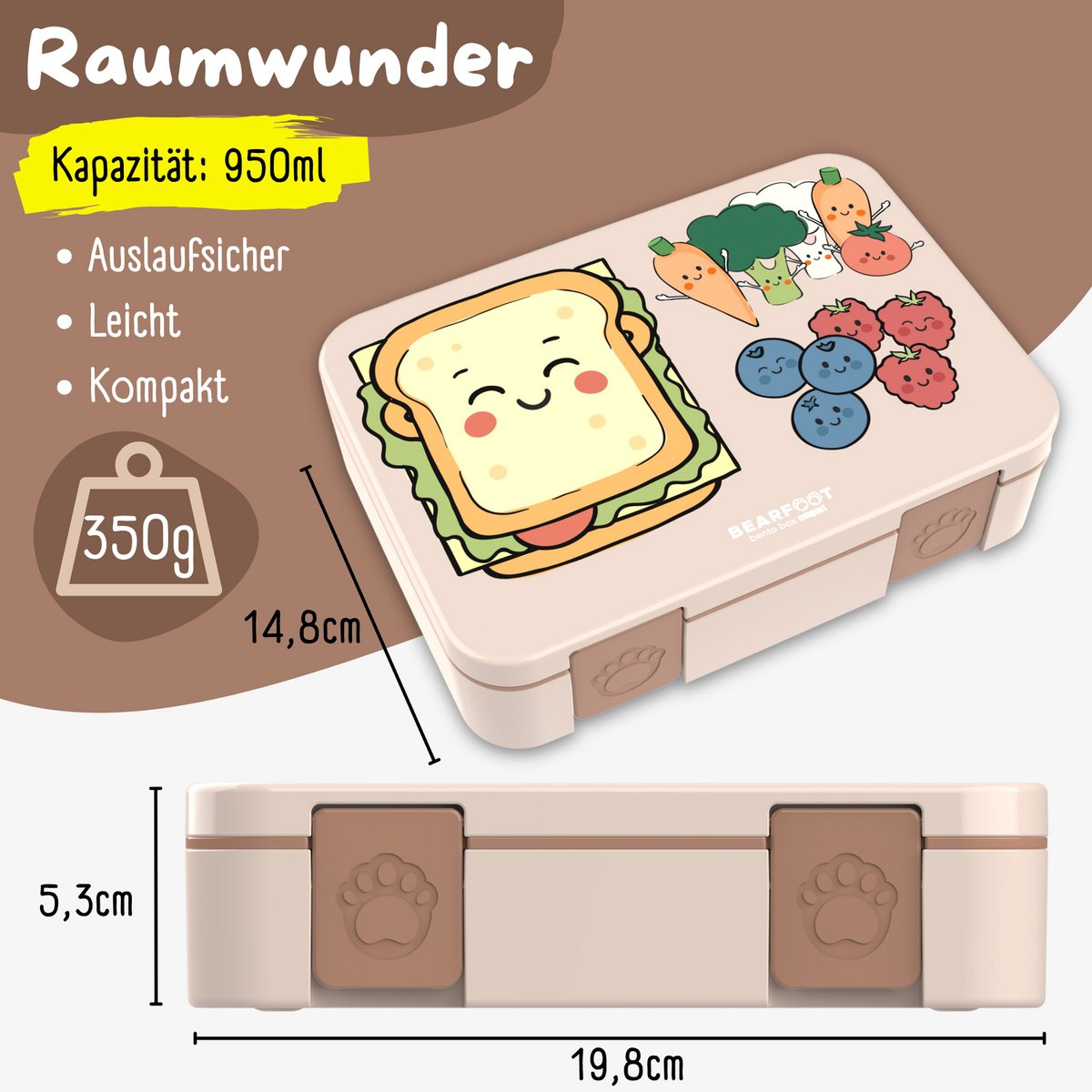 COMPACT Kinder Brotdose Bento Box - Sandwich