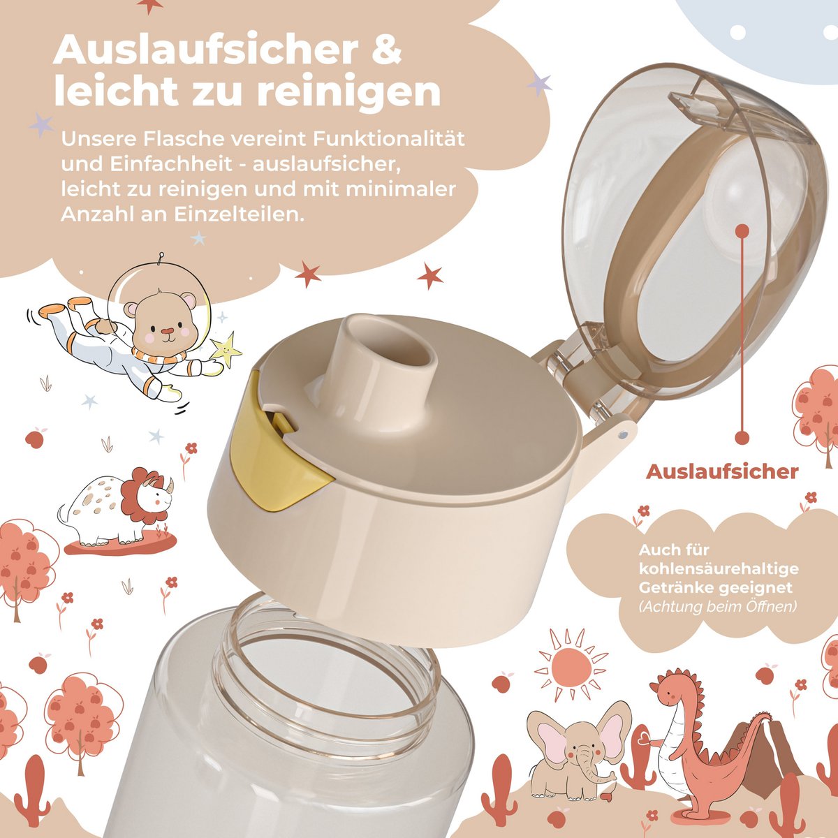 Kinder Trinkflasche Tritan – Wasserflasche Dinos | 450 ml