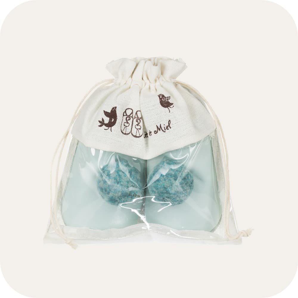 SKY BLUE Babyhausschuhe mit Pompons