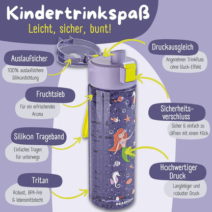 Kinder Trinkflasche 500ml Meerjungfrau Lila