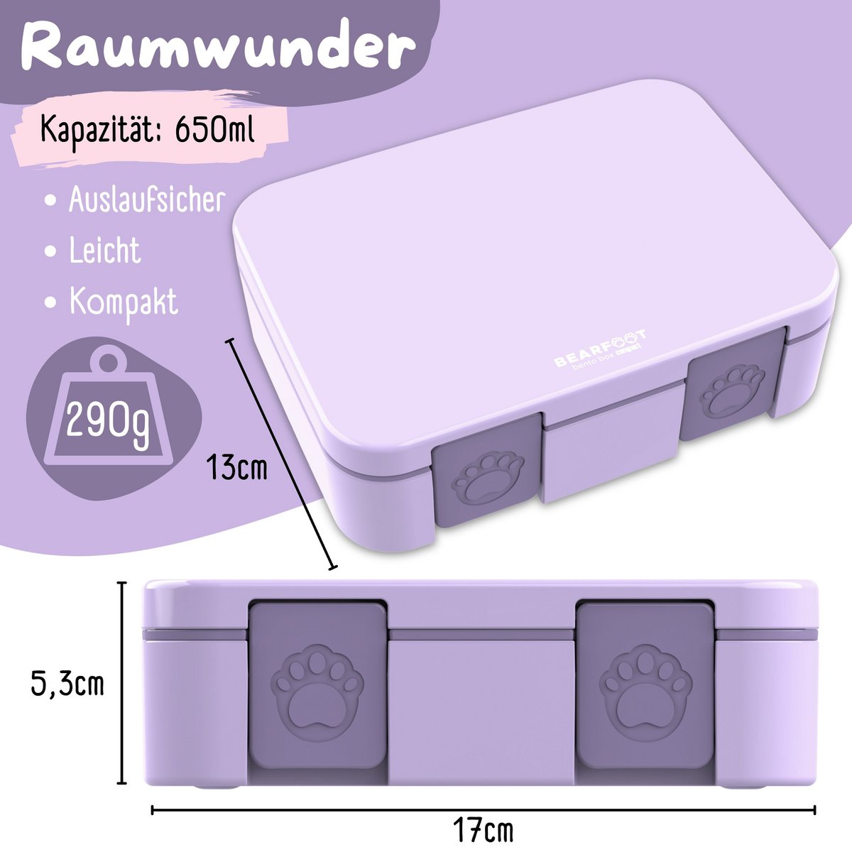 COMPACT Kinder Brotdose Bento Box - lila