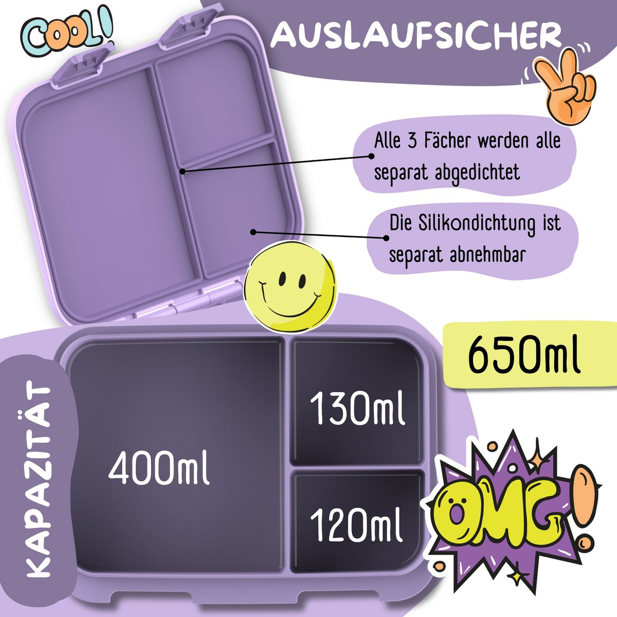 COMPACT Kinder Brotdose Bento Box - Lama