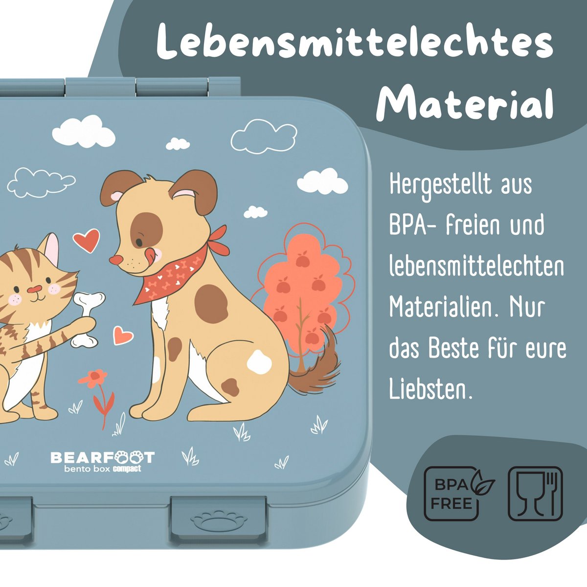 COMPACT Kinder Brotdose Bento Box - Hund & Katze