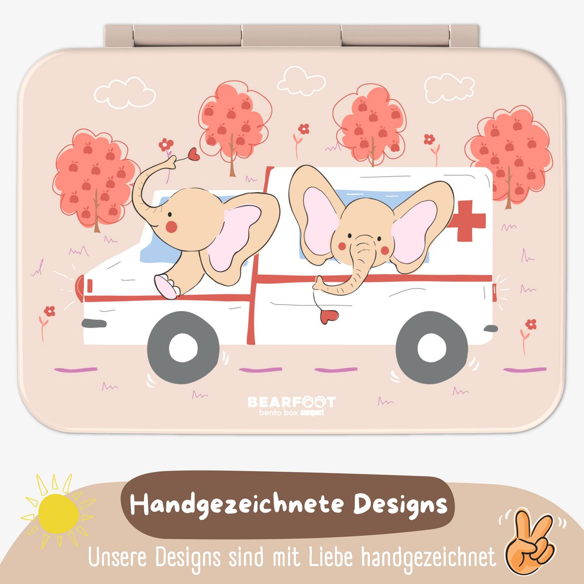 COMPACT Kinder Brotdose Bento Box - Krankenwagen & Elefant