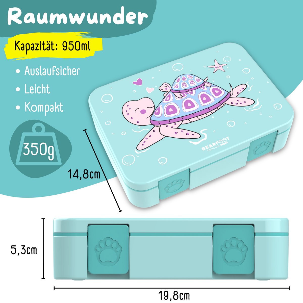 COMPACT Kinder Brotdose Bento Box - Schildkröte