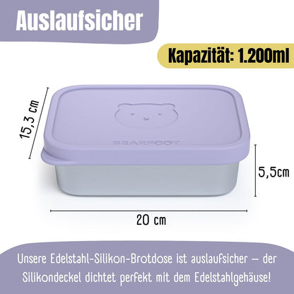 Kinder Brotdose Edelstahl mit Silikoneinsatz - Lavendel
