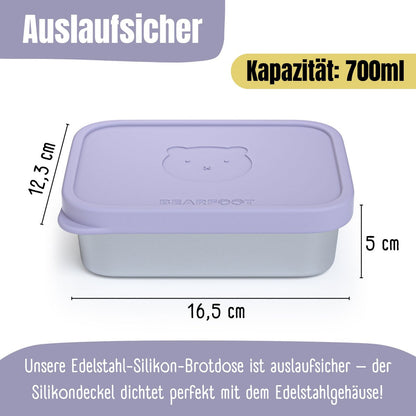 Kinder Brotdose Edelstahl mit Silikoneinsatz - Lavendel
