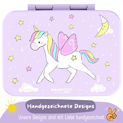 COMPACT Kids Lunch Box Bento Box - Unicorn purple