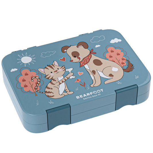 Kinder Brotdose Bento Box – Blau mit Hund & Katze