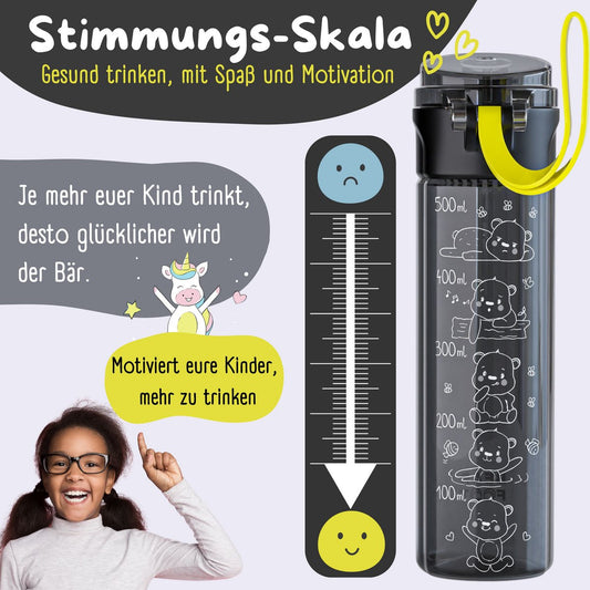Kinder Trinkflasche 500 ml – Bär Logo Schwarz