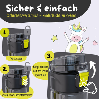 Kinder Trinkflasche 500 ml – Dinos Schwarz