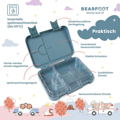 Kinder Brotdose Bento Box – Blau mit Hund & Katze