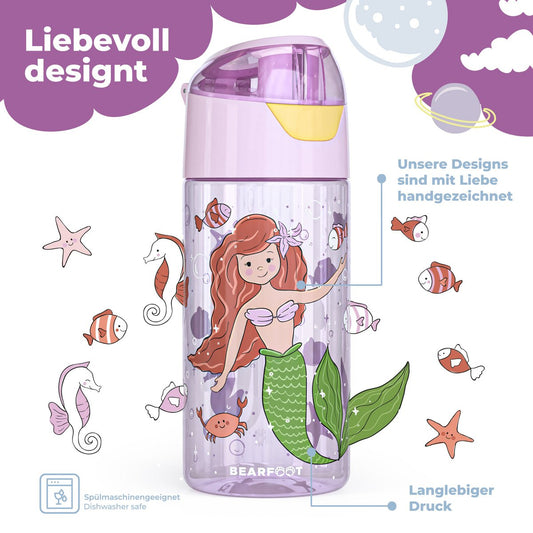 Kinder Trinkflasche Tritan – Wasserflasche Meerjungfrau | 450 ml
