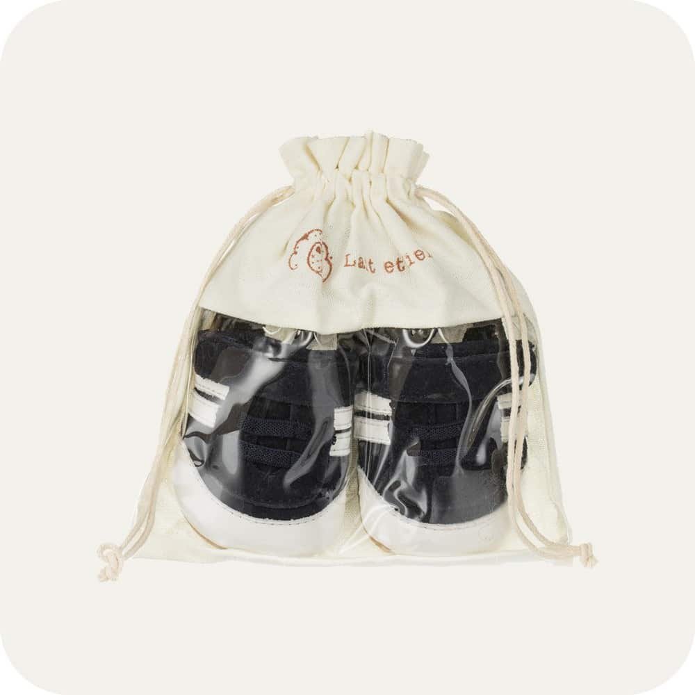 SNEAKER Babyhausschuhe aus weichem Leder (weiß/ blau)